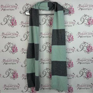 French Connection scarve striped knit Mint and Gray Striped Scarf